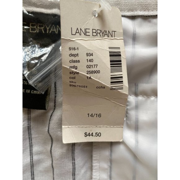 Lane Bryant Pants Trousers 14/16 NWT White Black Pinstripe Linen Blend Flare Hem - Picture 6 of 10